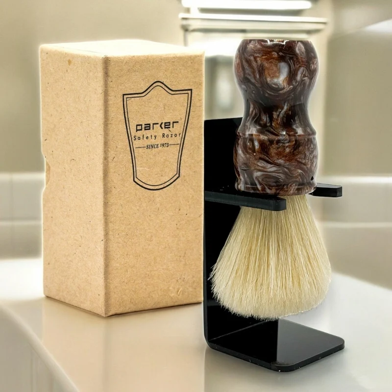 Blaireau en poils de sanglier 100 % Deluxe avec manche effet écaille irisée - Medium (24 mm/0.94") - THBO