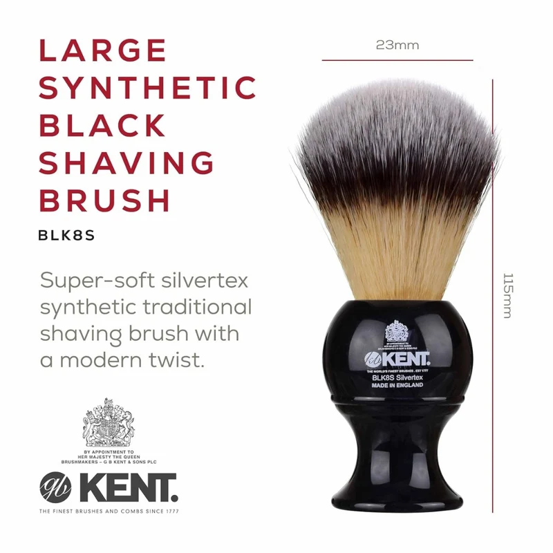 Blaireau de rasage en résine noir "Synthetic Shaving Brush" - Medium (23mm/0.91") - BLK8S