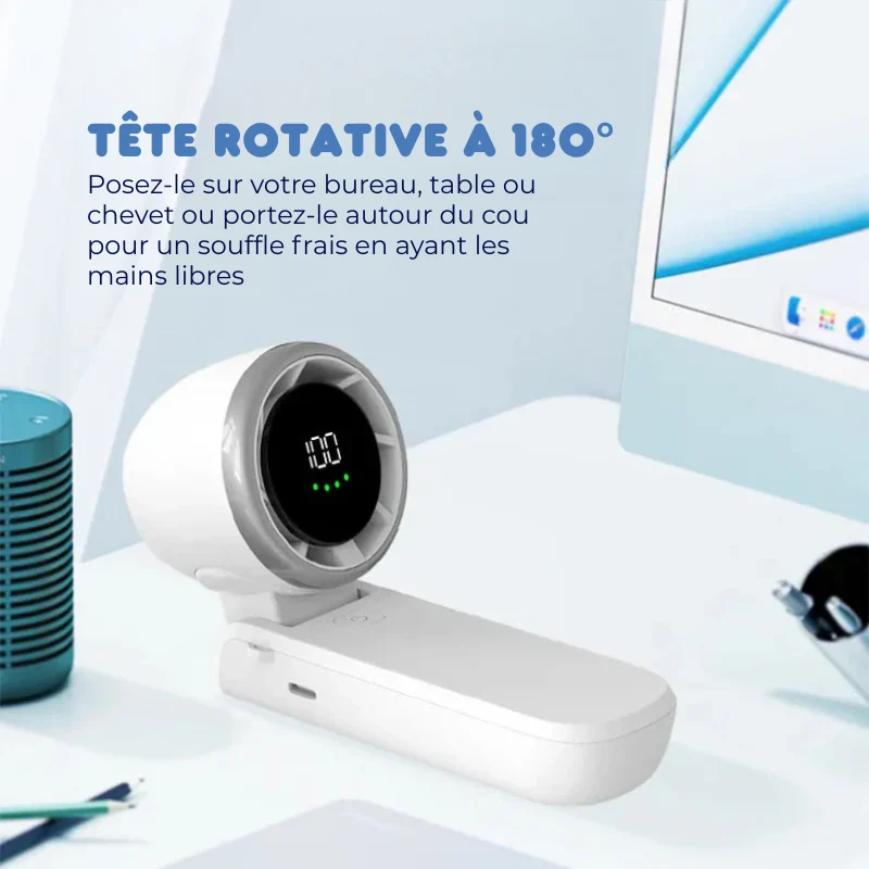 TurboBreeze Go - Ventilateur Sans Pales à Clip Rechargeable