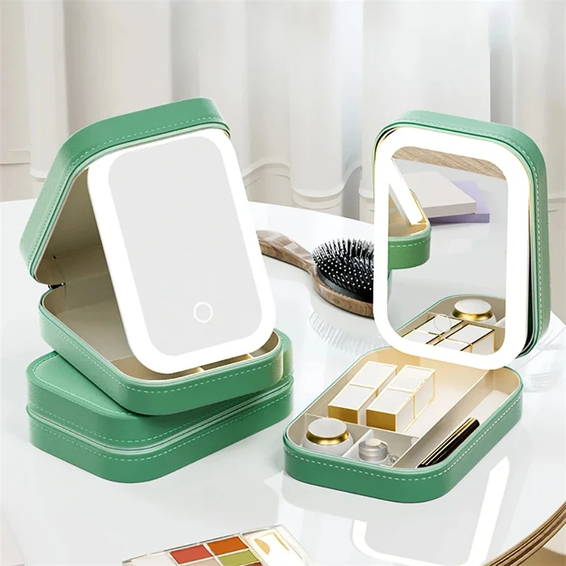 Boîte à Maquillage & Bijoux de Voyage avec Miroir LED