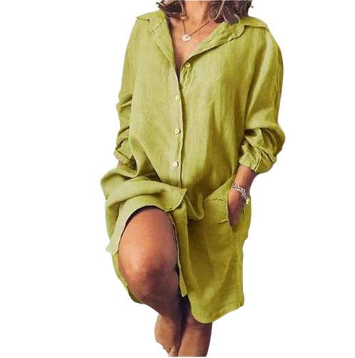 Robe Chemise longue en coton et lin pour femme