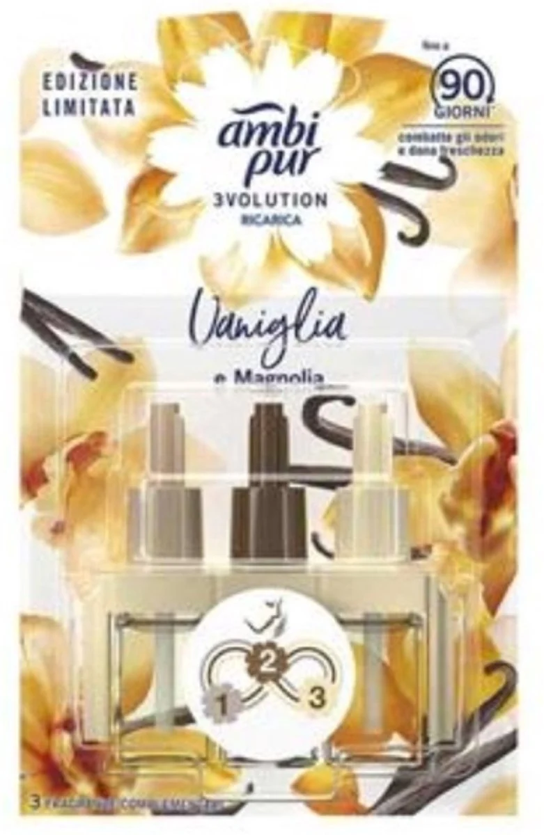 Febreze 3Volution Navulling - Vanille & Magnolia - Limited Edition - 20 ml X 4 STUK - Navulverpakking - 3 afwisselende geuren - Gaat tot 90 Dagen mee Merk:Febreze • Schrijf een review • Delen