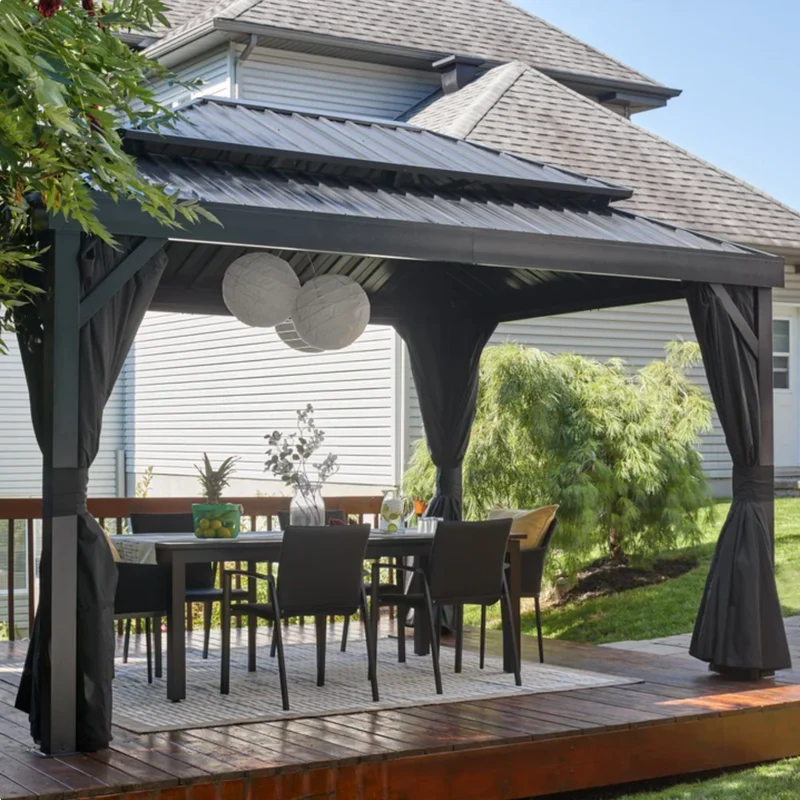 SOJAG - Gazebo avec Moustiquaire et Rideaux de 10 x 14 pi Alma