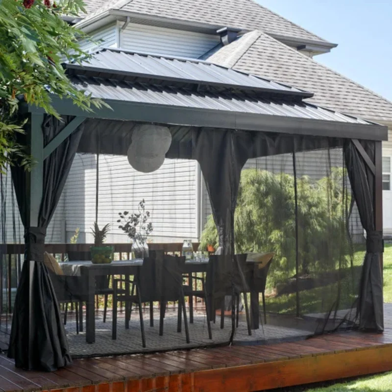 SOJAG - Gazebo avec Moustiquaire et Rideaux de 10 x 14 pi Alma