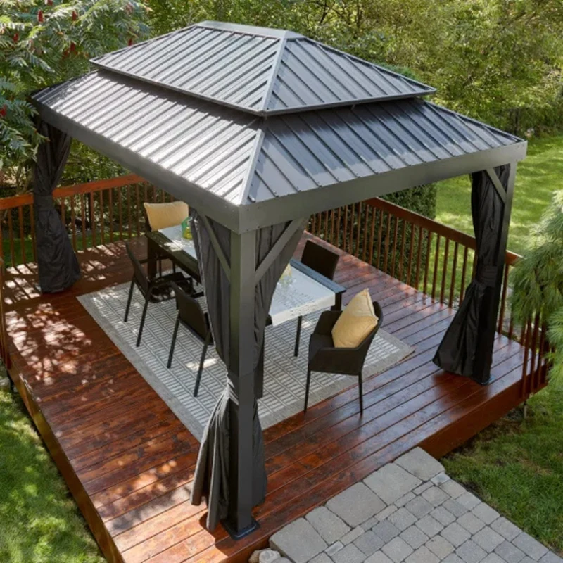 SOJAG - Gazebo avec Moustiquaire et Rideaux de 10 x 14 pi Alma