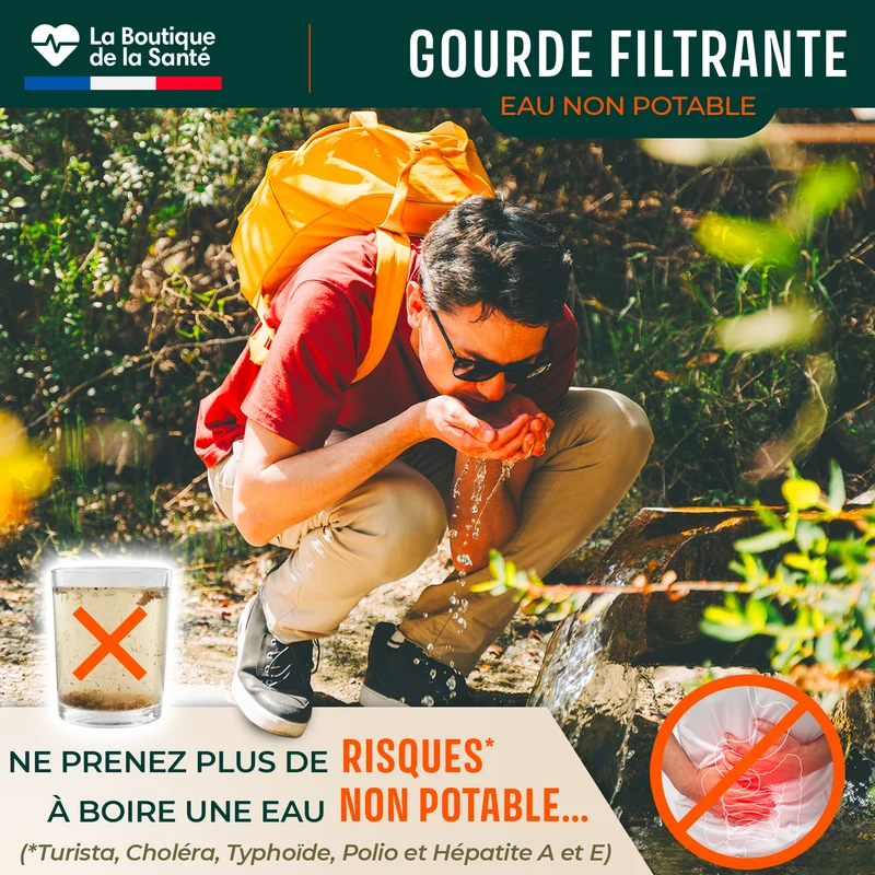 Gourde filtrante pour eau non potable + E-BOOK OFFERT