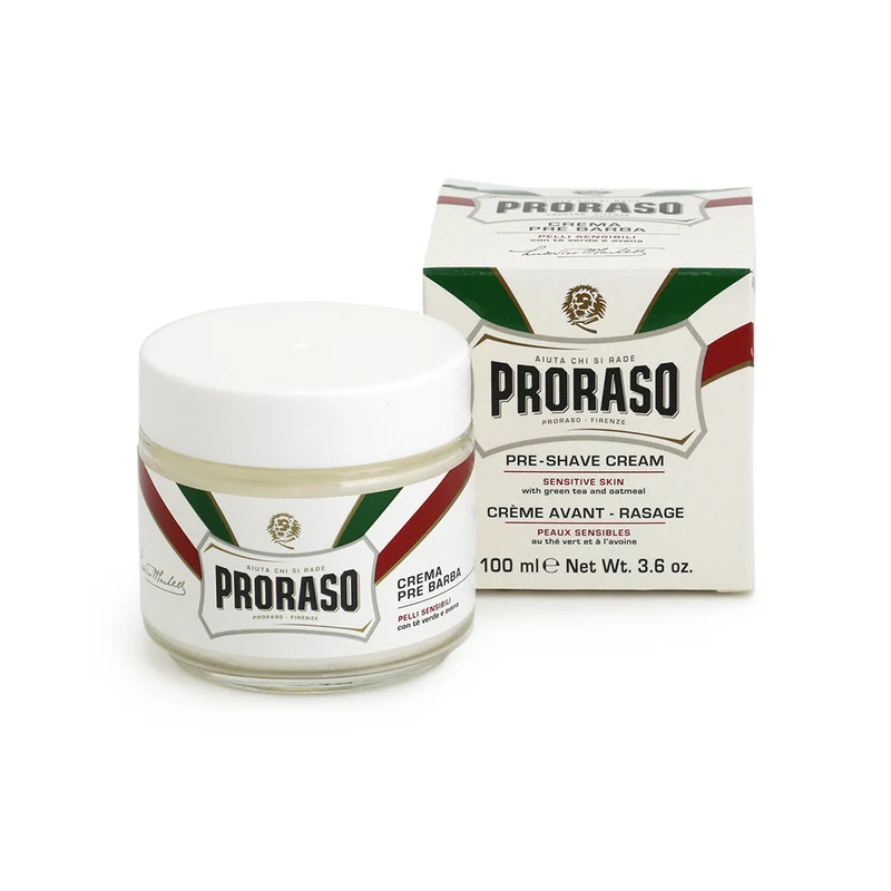 Crème de pré-rasage au thé vert et à l'avoine - Pour peau sensible (100ml/3.6oz)