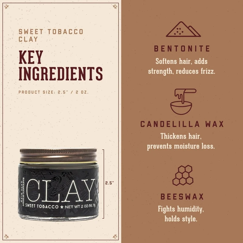 Argile coiffante "Sweet Tobacco Hair Clay" - Tenue moyenne, sans brillance (56.7g/2.0oz)