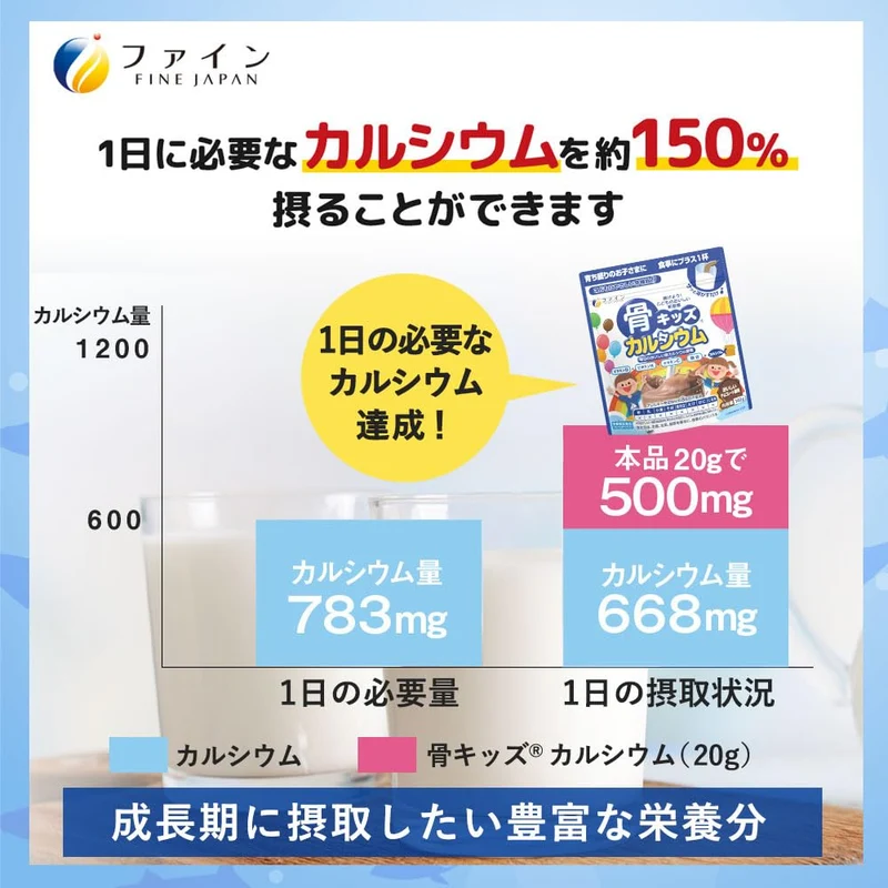 Fine Bone Kids Calcium Chocolate Flavor Calcium Iron Vitamin C / D Made in Japan 10g x 14