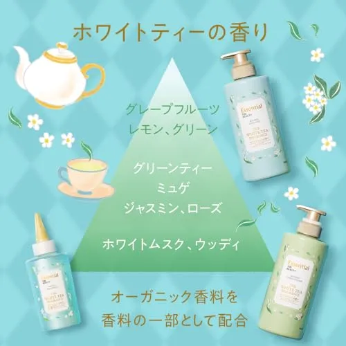 Essential The Beauty shampoo treatment set Barrier Pump Set White Tea Fragrance 900ml