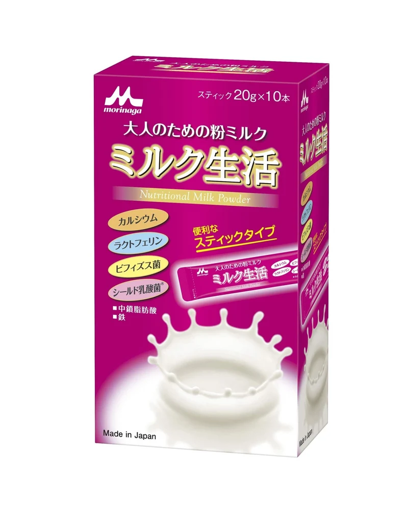 Morinaga Milk Powder for Adults Milk Seikatsu Sticks (20g x 10 sticks) Nutritional supplement 6 major ingredients for health support