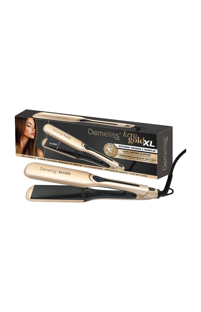 Lisseur professionnel - Plaques XL titanium - 230°C - Doré