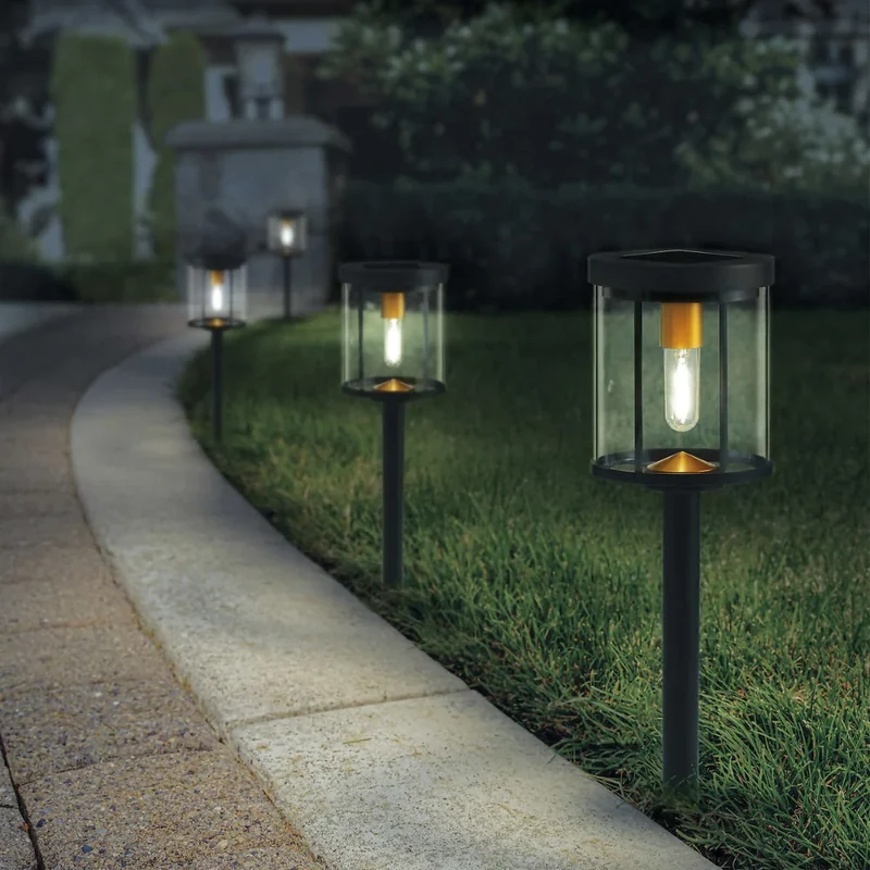 NATURALLY SOLAR - Ensemble de 4 Luminaires Solaires de Parterre à DEL Style Rétro