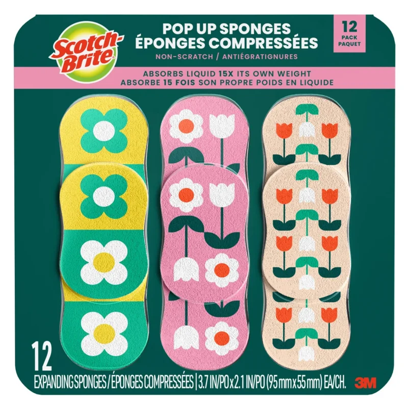 SCOTCH-BRITE - Paquet de 12 Éponges Compressées