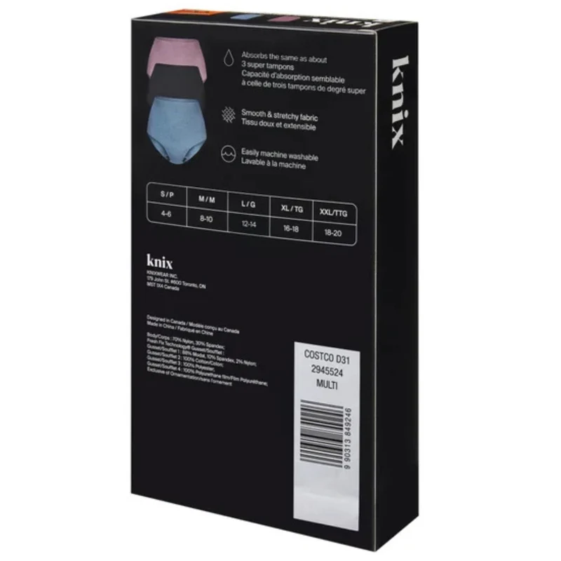 KNIX - Paquet de 3 Culottes Menstruelles Réutilisables