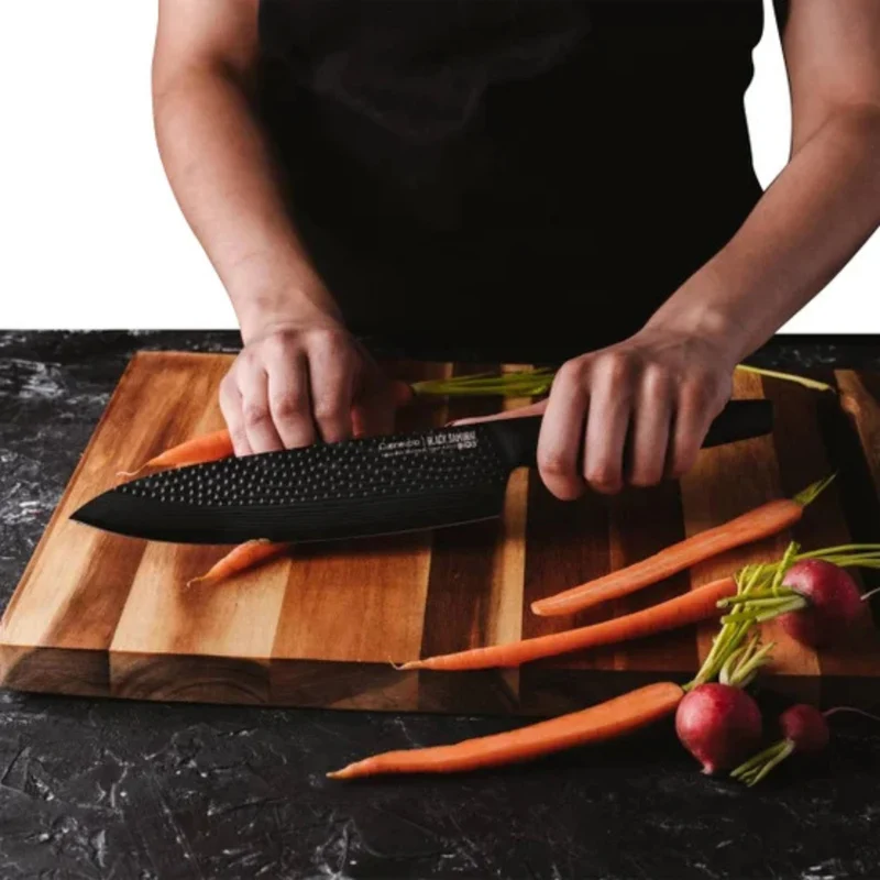 CUISINE PRO - Ensemble de 8 Couteaux et Bloc de Rangement The Egg Black Samurai