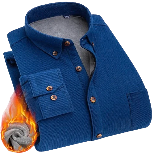 Chemise en velours côtelé avec intérieur chaud en polaire - Couleur unie