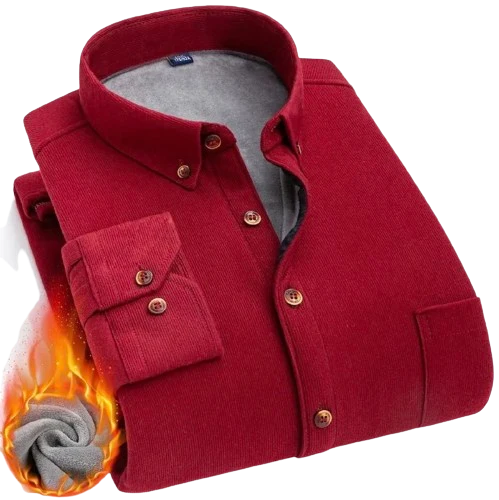 Chemise en velours côtelé avec intérieur chaud en polaire - Couleur unie