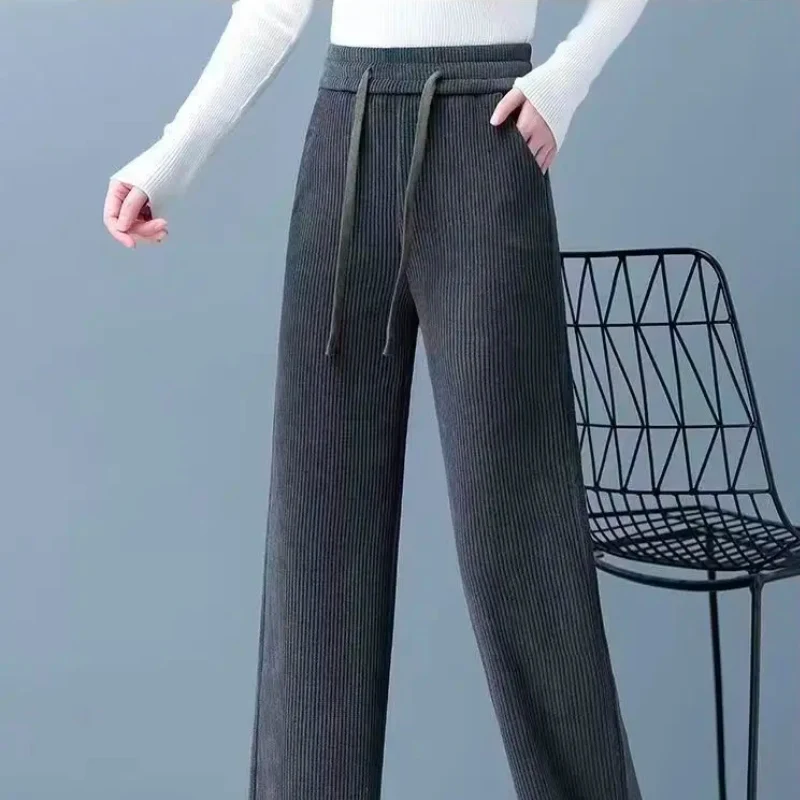 Pantalon en velours côtelé ample Femme - Intérieur Polaire