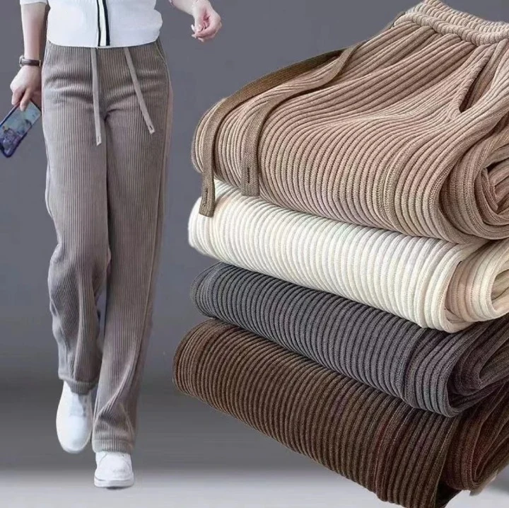Pantalon en velours côtelé ample Femme - Intérieur Polaire