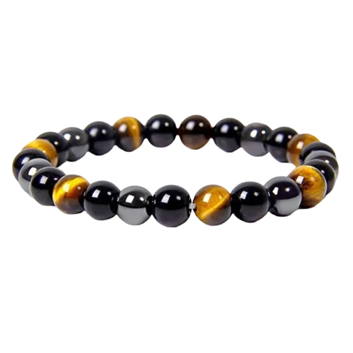 Bracelet Triple Protection - Œil de Tigre, Hématite et Obsidienne Noire