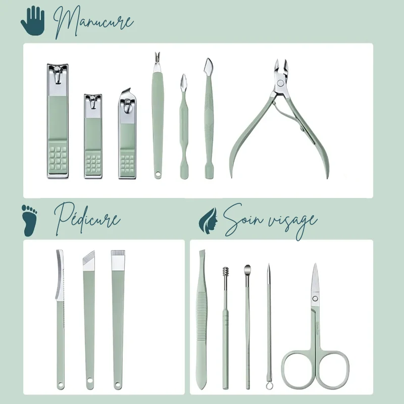 Kit coupe ongles professionnel portable - 16PCS