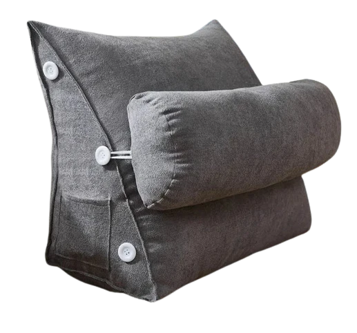 Coussin de lecture triangulaire - Appui-tête & Poche latérale