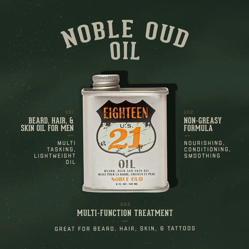 18.21 Man Made - Huile pour la barbe, cheveux et peau "Noble Oud" (60ml/2.0oz)