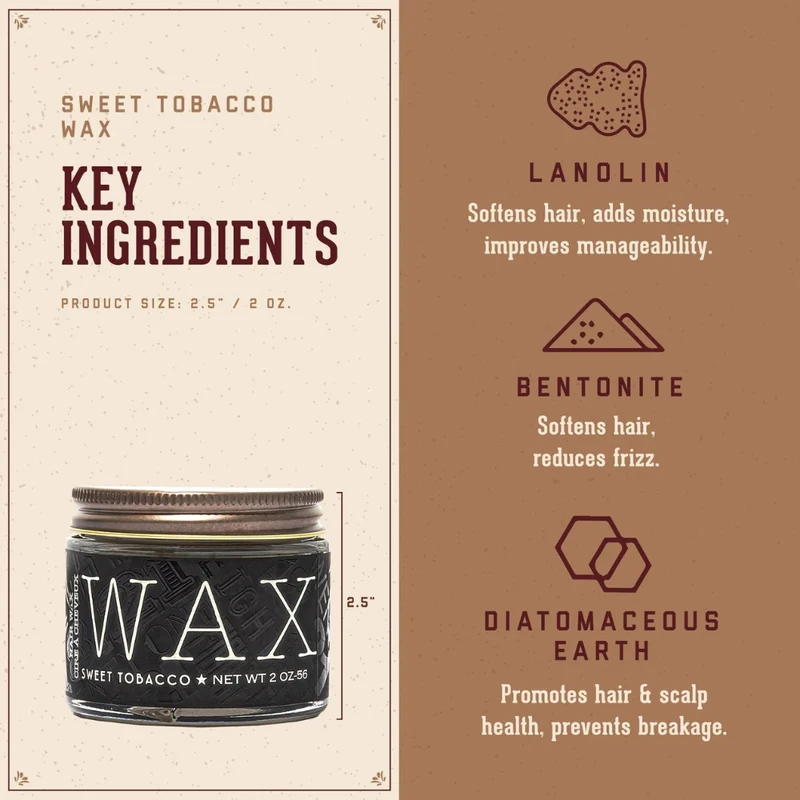 Cire coiffante "Sweet Tobacco Hair Wax" - Tenue forte, fini satiné (56.7g/2.0oz)