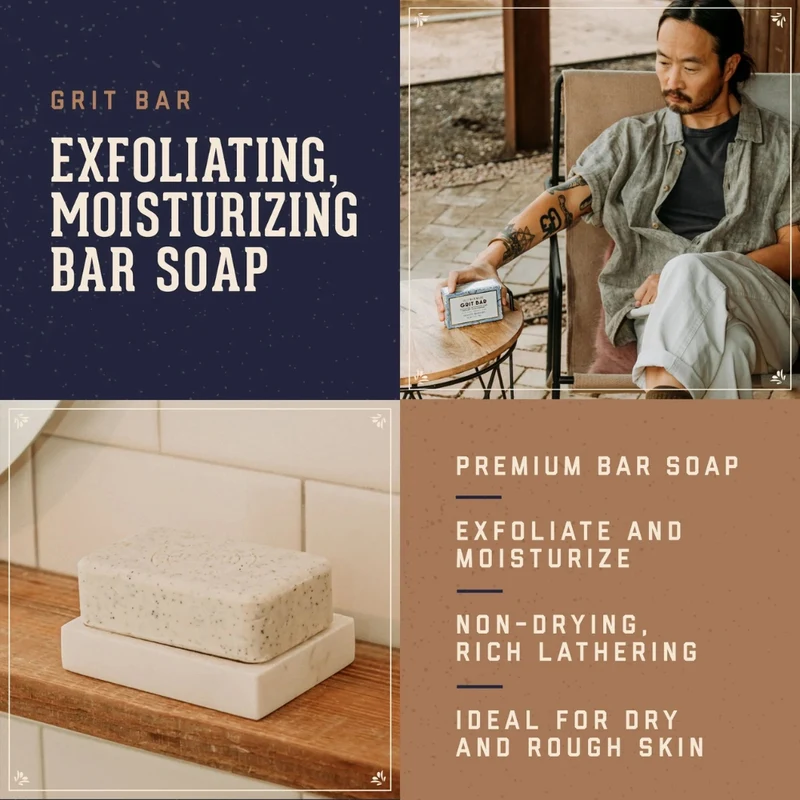 18.21 Man Made - Savon en bar "Absolute Mahogany Grit Bar Perles de Jojoba" savon exfoliant et hydratant (198g/7.0oz)