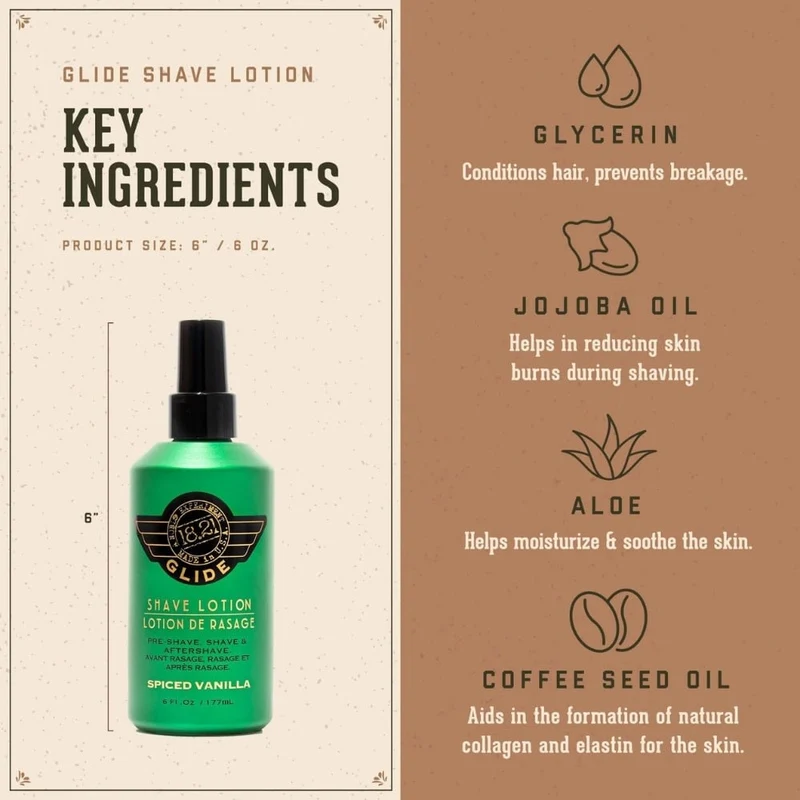 Lotion de rasage, avant rasage, rasage et après rasage "Spiced Vanilla Glide"