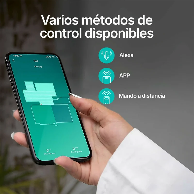 Robot aspirador 3 en 1: barre, aspira y friega / Detección de alfombras inteligente / Potencia de 4000 Pa / Autonomía 150 min / Compatible con Alexa y Google Asistant