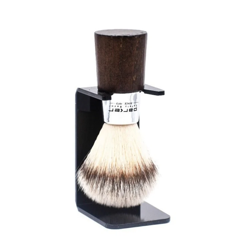 Blaireau avec poils synthétiques premium et manche en bois de hêtre finition noyer et chrome - Medium (20mm/0.79") - WNSY