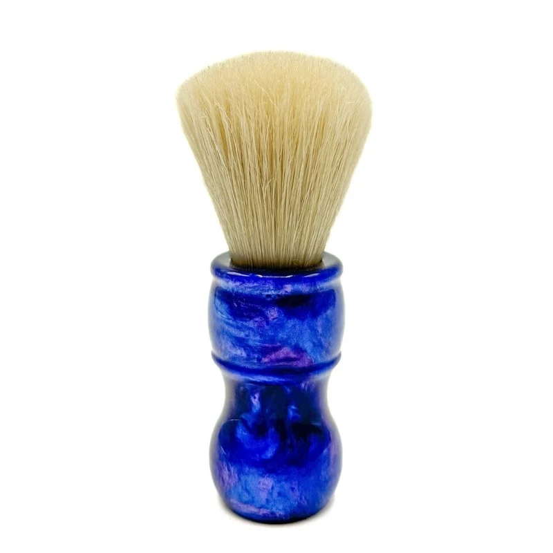 Blaireau avec poils de sanglier 100 % Deluxe et manche en résine bleu irisé - Medium (24mm/0.94") - BLBO2