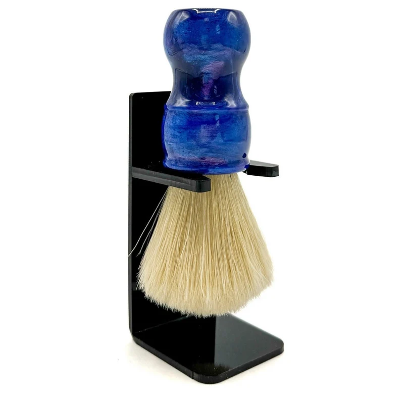 Blaireau avec poils de sanglier 100 % Deluxe et manche en résine bleu irisé - Medium (24mm/0.94") - BLBO2