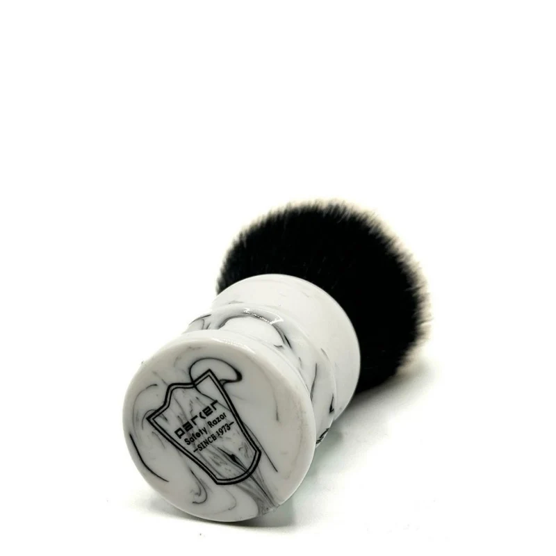 Blaireau avec poils synthétiques premium Tuxedo Knot et manche en résine marbrée blanc et noir - Large (26mm/1.02") - WBSY