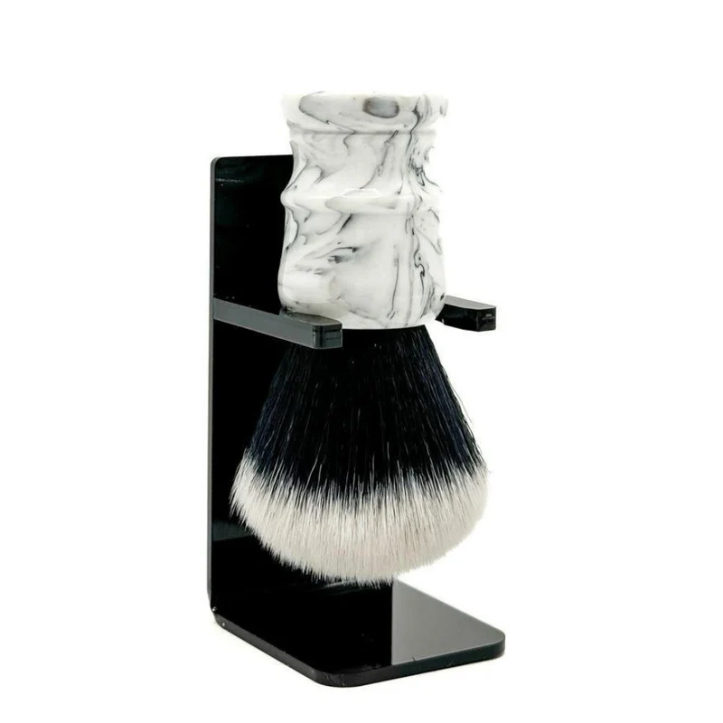 Blaireau avec poils synthétiques premium Tuxedo Knot et manche en résine marbrée blanc et noir - Large (26mm/1.02") - WBSY