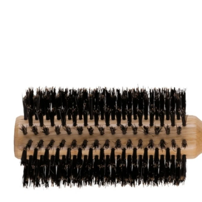 Brosse ronde en poil de sanglier "Nature Pro" avec manche en bois de chêne