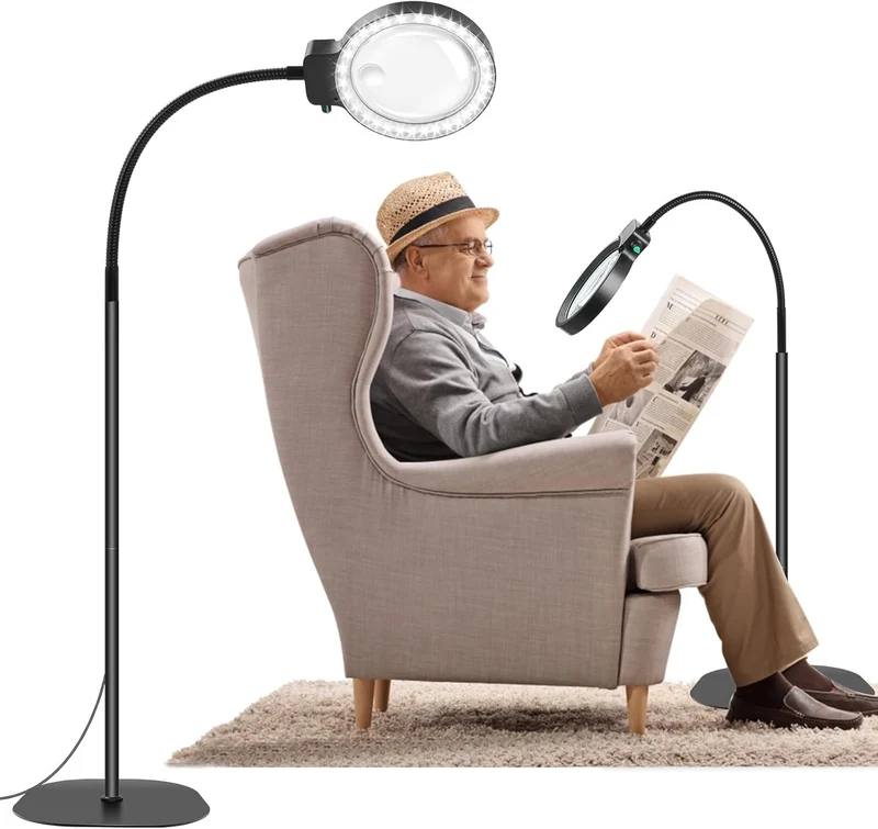 Lente d'ingrandimento LED senza mani con zoom 10X/20X per leggere e hobby