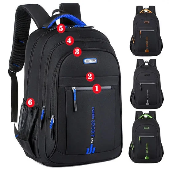Zaino Impermeabile Oxford da Uomo con Più Tasche