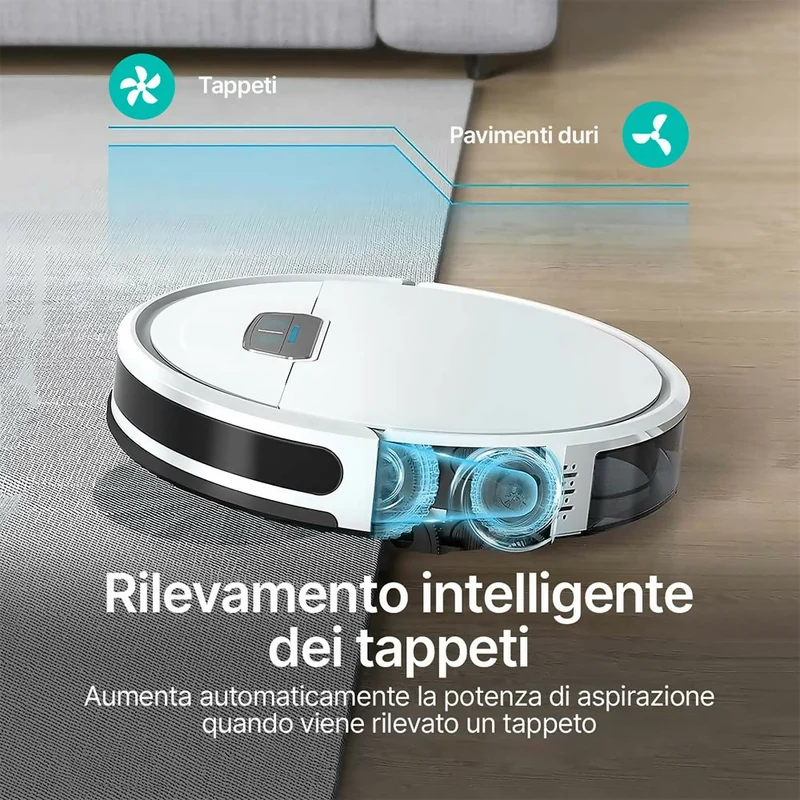 Robot aspirapolvere / 4000 PA / Navigazione intelligente / Contenitore della polvere da 450 mL / Autonomia di 150 minuti / Controllo a distanza tramite app, Google Assistant e Alexa