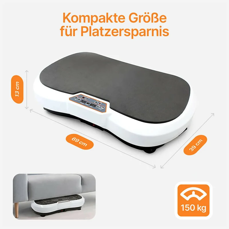 Vibrationsplatte mit 180 Stufen für effektives Training / Fitnessplatte inkl. Fernbedienung & 2 Widerstandsbändern / Fett verlieren und Fitnesstraining von Zuhause mit Vibrationsgerät