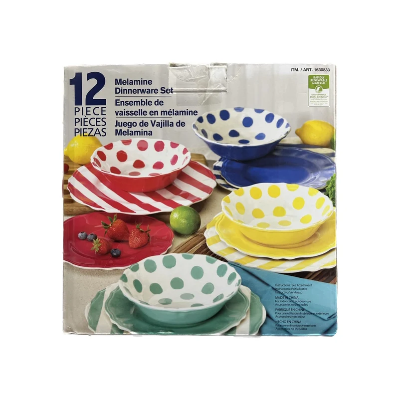 Ensemble de Vaisselle de 12 Pièces en Mélamine