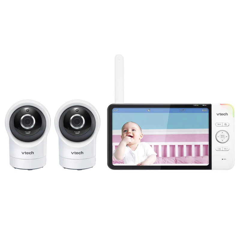 VTECH - Moniteur Intelligent Wi-Fi 1080p de 7 po Panoramique et Inclinaison à 2 Caméras