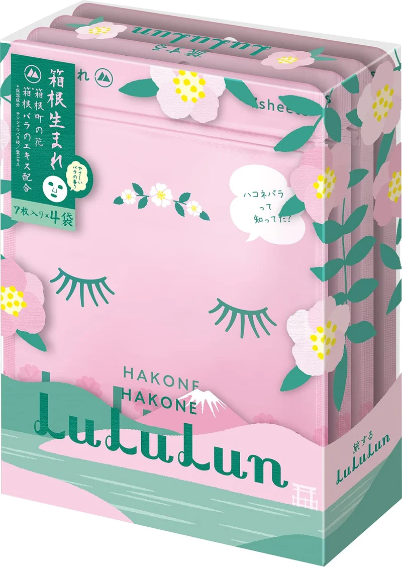 Lululun Hakone Face Mask Pack (Gentle Rose Scent) 7 Sheets x 4 Bags