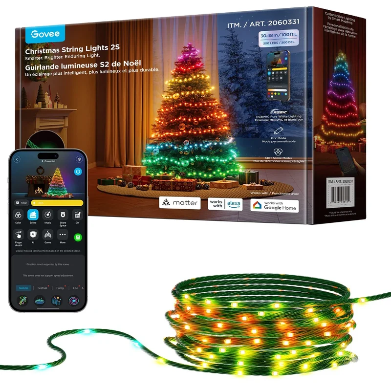 GOVEE - Guirlande Lumineuse S2 de Noël de 100 Pieds *Boite Ouverte*
