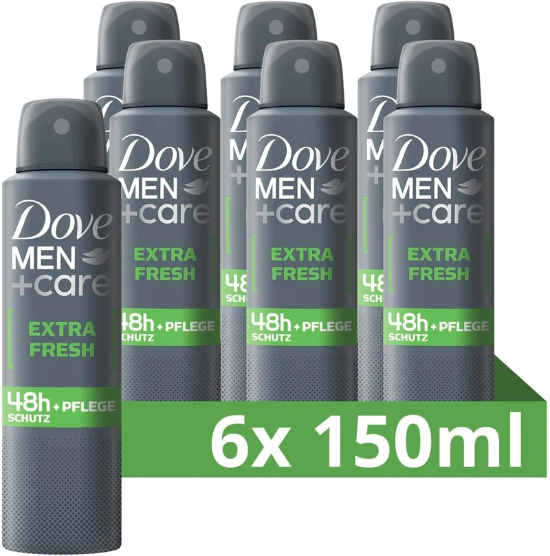 Dove Men+Care Extra Fresh Antiperspirant deodorant 150 ml, pack of 6