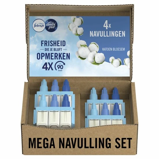 AmbiPur/Febreze 3Volution - Katoen Bloesem - Elektrische Luchtverfrisser - 4 x navulling
