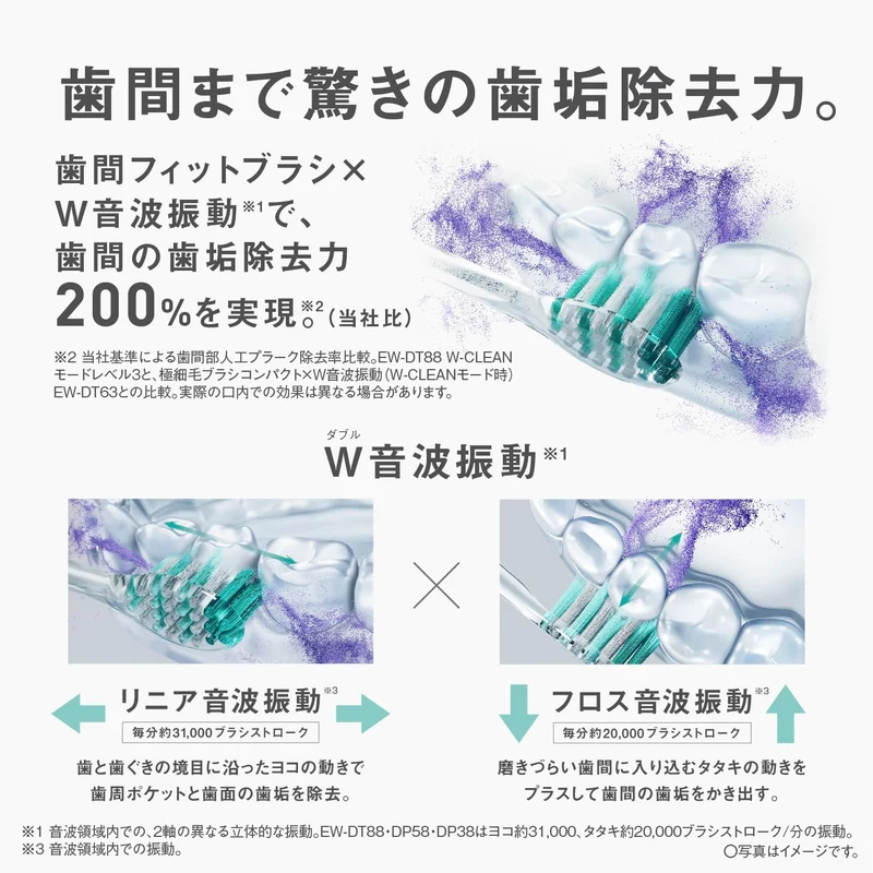 Panasonic Doltz Sonic Vibration Toothbrush EW-DP58-W Pearl White AC100-240V