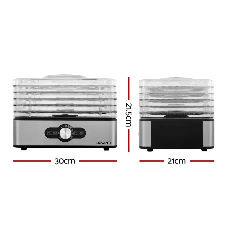 Devanti 5 Trays Food Dehydrator Stainless Steel Tray